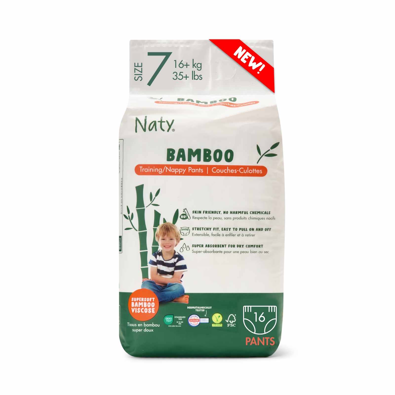 16 x Byxor av bambuviskos (Storlek 7), , large, Eco by Naty